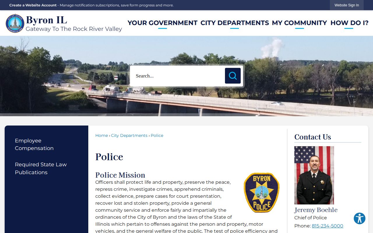Byron Police Department official source for city arrest records and tips