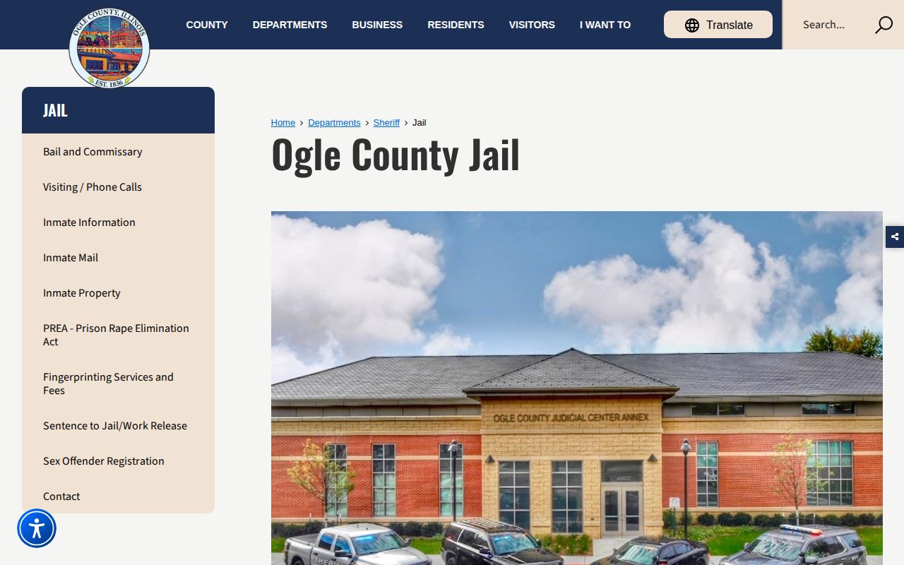 Ogle County Jail official booking facility and arrest-record source