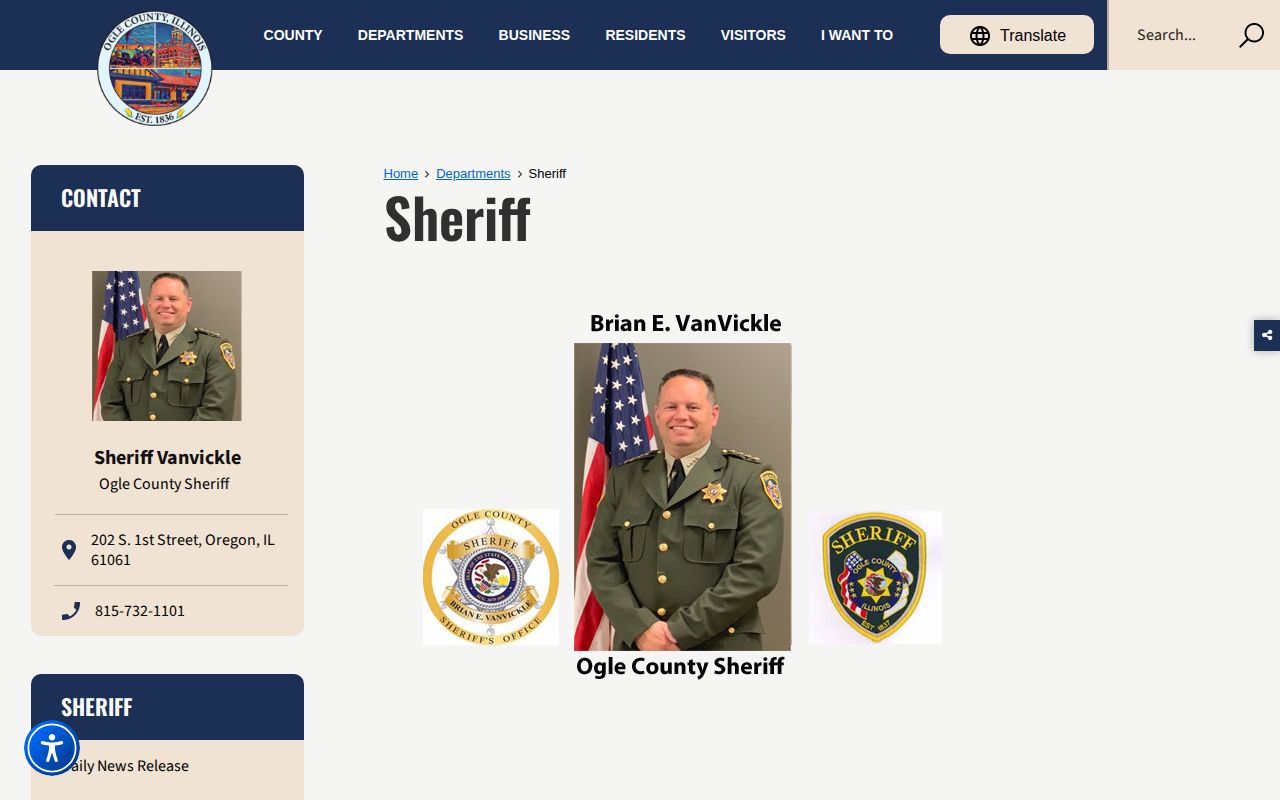 Ogle County Sheriff official hub used to verify wanted-list and warrant-source navigation